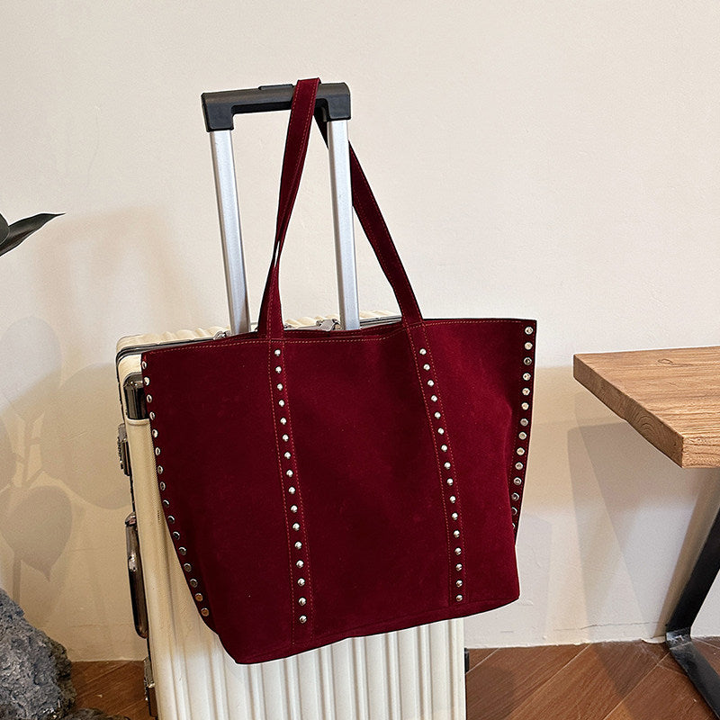 Suede Studded Tote Bag