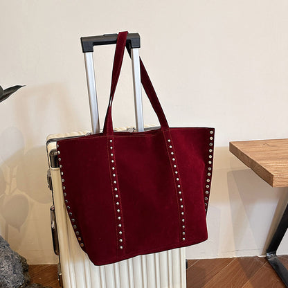 Suede Studded Tote Bag