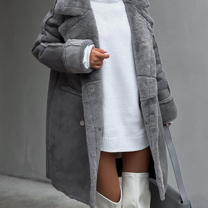 Suede suit collar coat