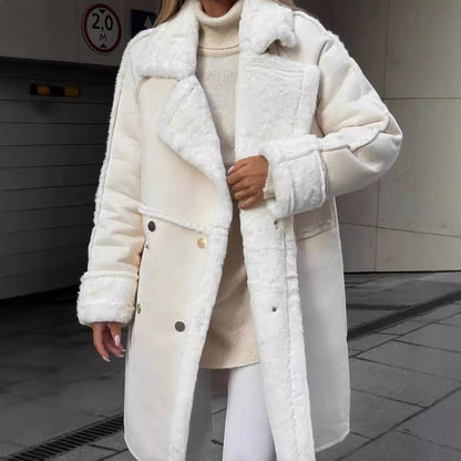 Suede suit collar coat
