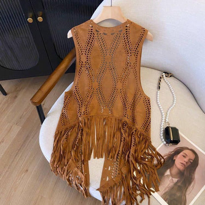 Suede Tassel Vest