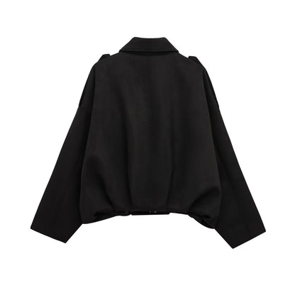 Suede Texture Bomber Jacket