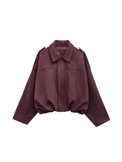 Suede Texture Bomber Jacket