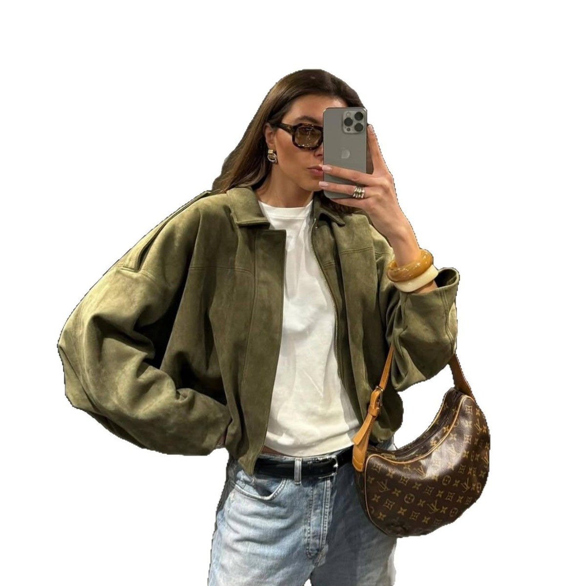 Suede Texture Bomber Jacket