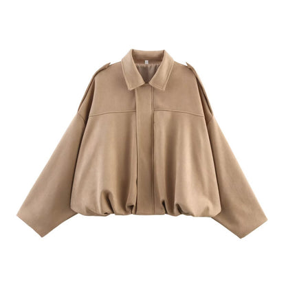 Suede Texture Bomber Jacket