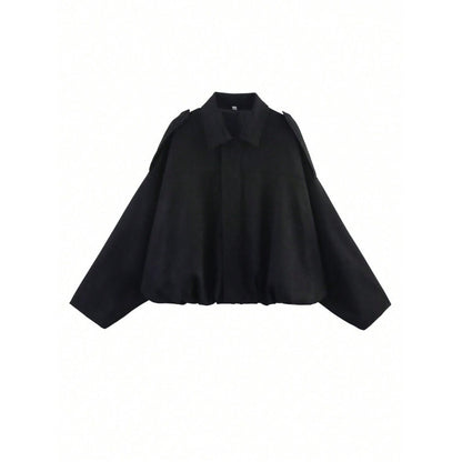 Suede Textured Lapel Bomber Jacket