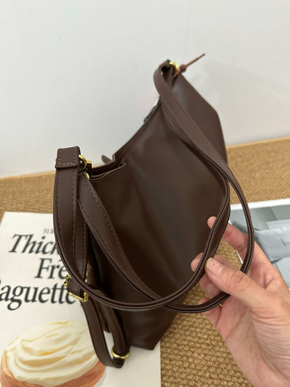 Suede Tote Bag with Shoulder Strap