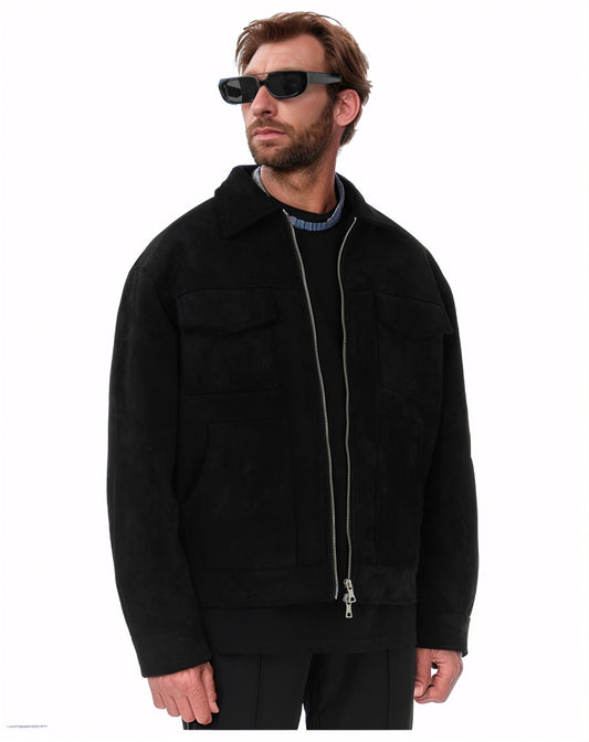 Suede Zipper Pocket Jacket