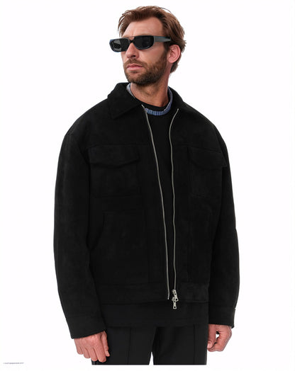 Suede Zipper Pocket Jacket