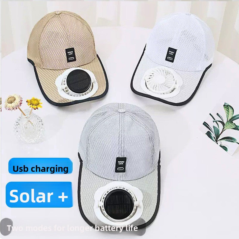 Suggested English Title: Solar Powered Fan Sun Hat for Outdoor Summer