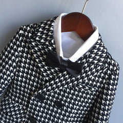 Houndstooth Suit Pants Shirt Black Bowtie