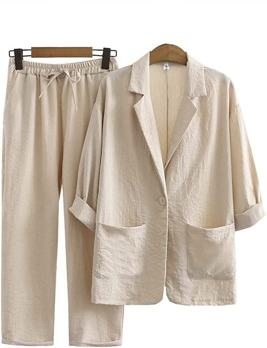 Suit set, cotton and linen coat trousers