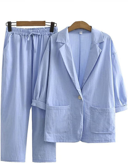 Suit set, cotton and linen coat trousers