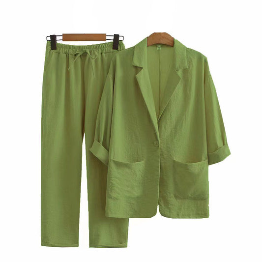 Suit set, cotton and linen coat trousers
