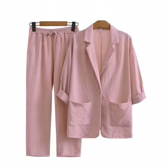 Suit set, cotton and linen coat trousers