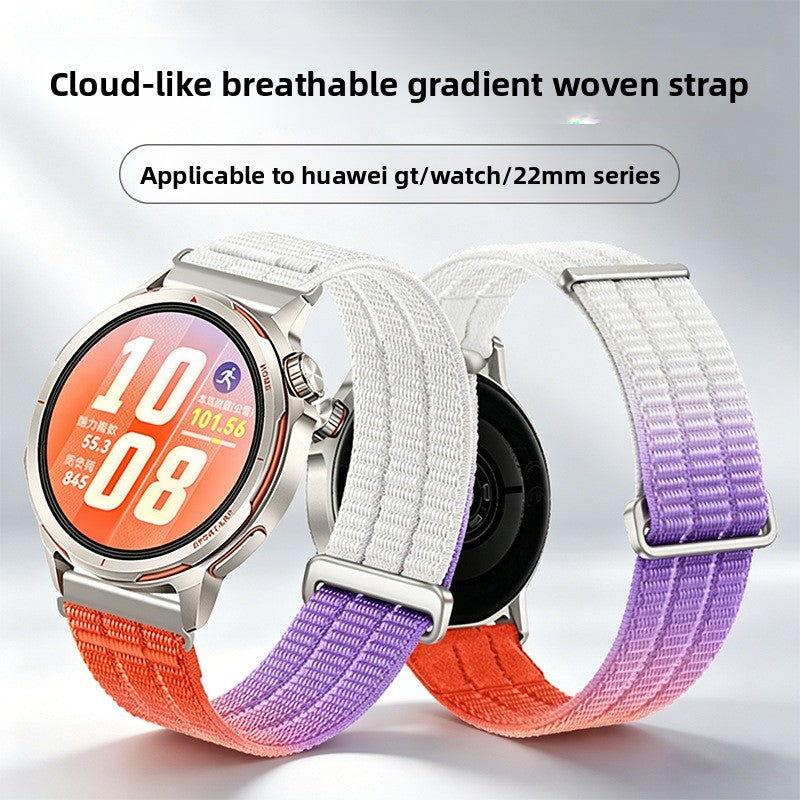 Suitable for Huawei Watch Gt Runner2 Watch Strap Cloud-Like Breathable Gradient Woven Nylon Watch Strap 22mm