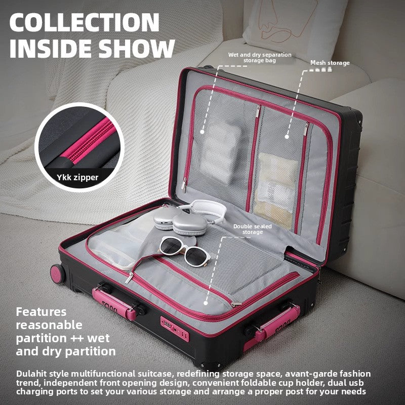 Suitcase, multi-functional travel case, password bag