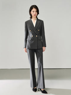 Gray Suit + Straight Pants