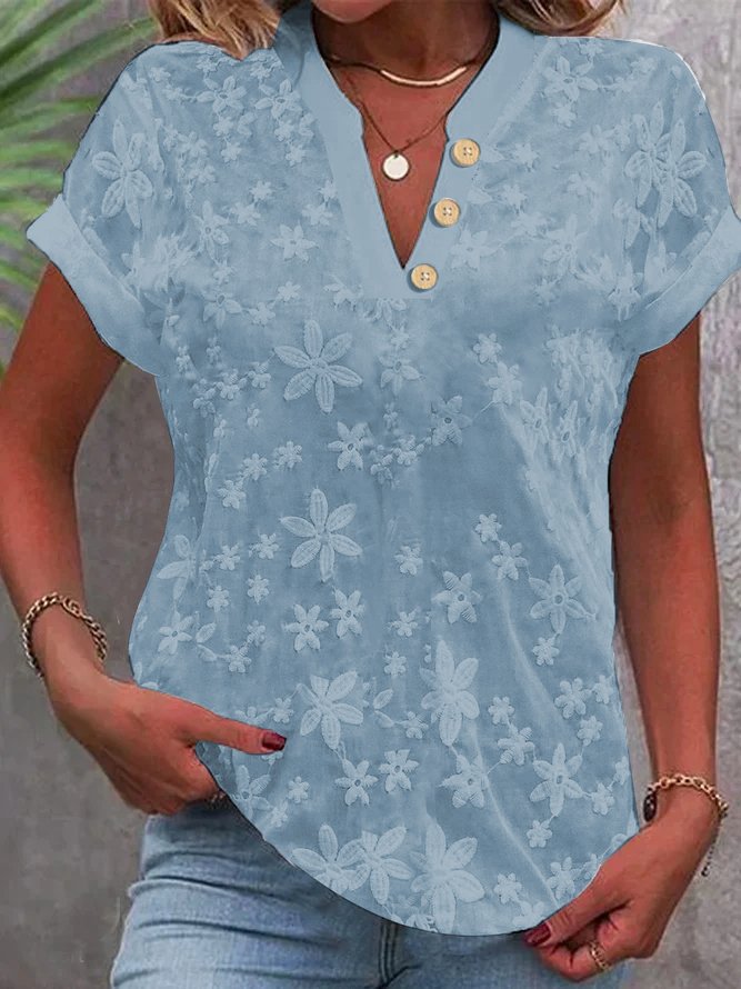 Summer casual V-neck short-sleeved shirt for women