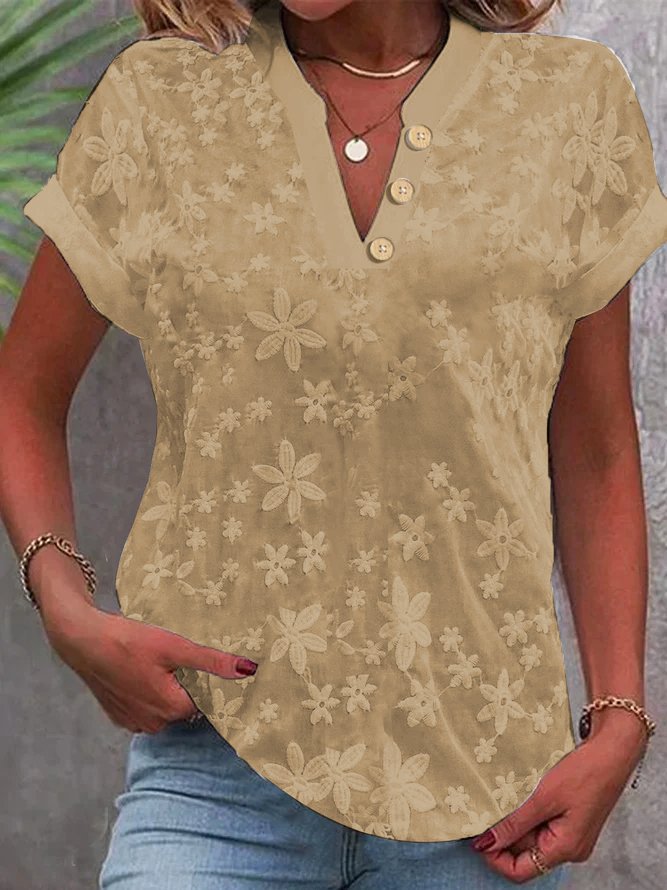 Summer casual V-neck short-sleeved shirt for women