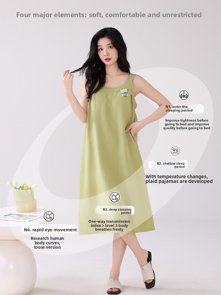 Summer Cloud - cotton Sleep Dress with Built - in Bra