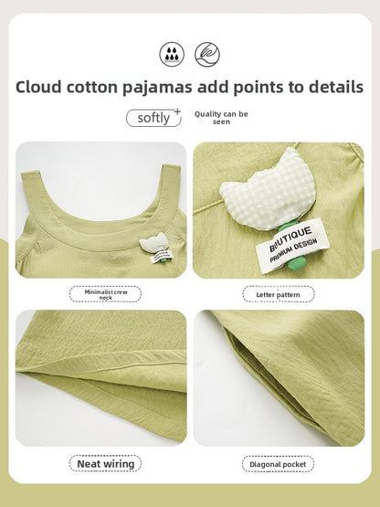 Summer Cloud - cotton Sleep Dress with Built - in Bra