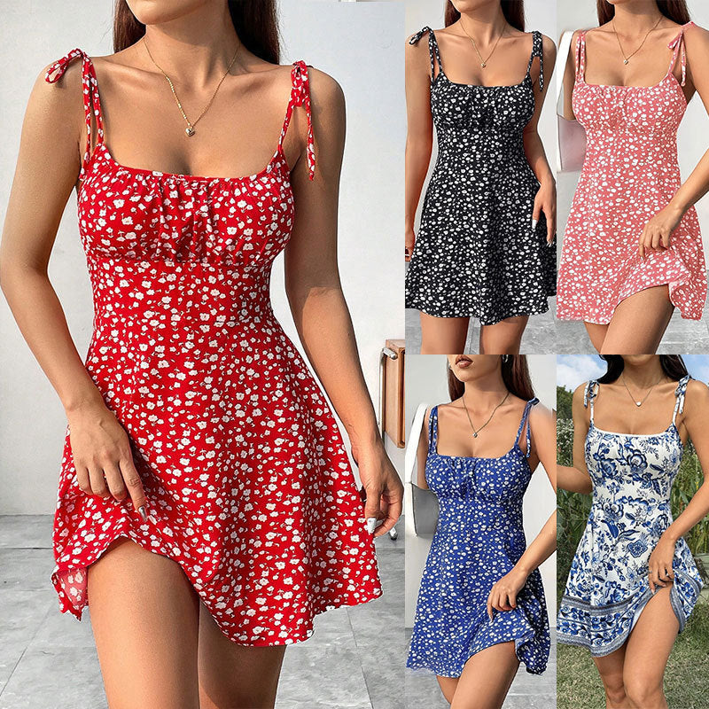 Summer Floral Suspender Mini Dress