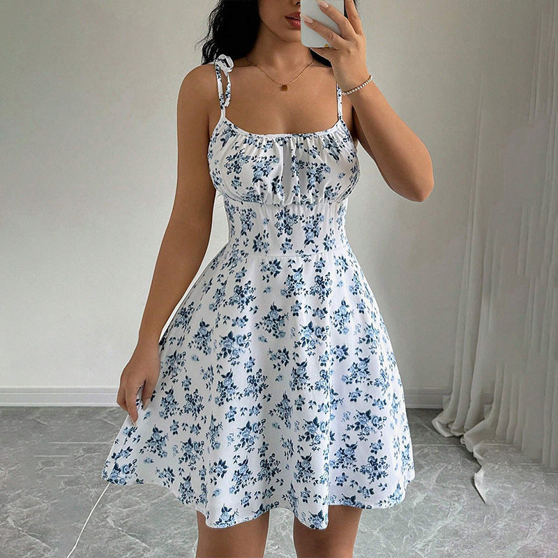 Summer Floral Suspender Mini Dress