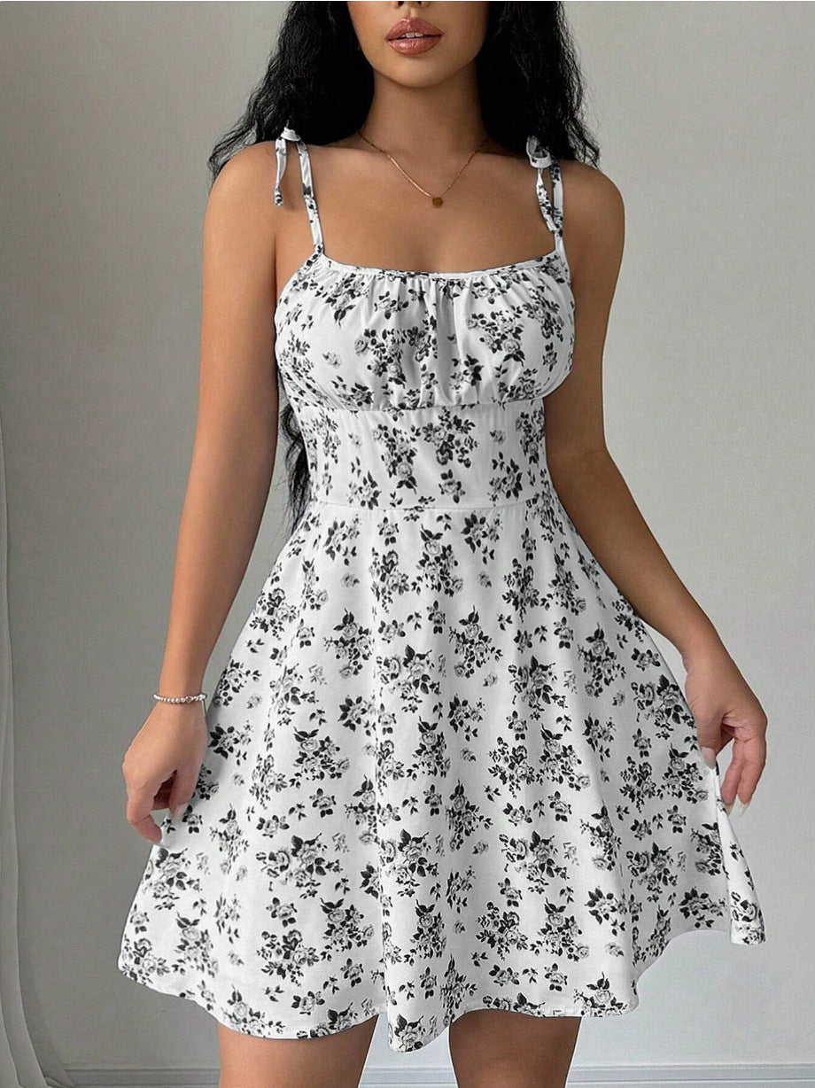 Summer Floral Suspender Mini Dress