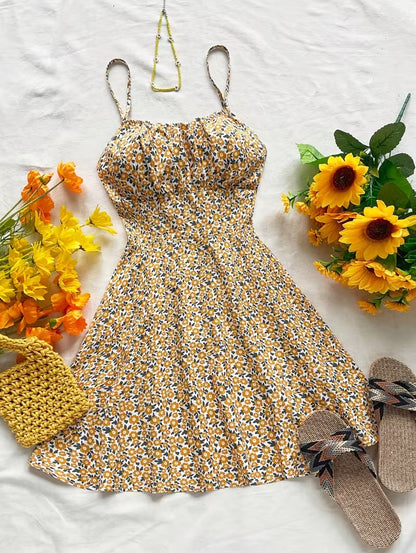 Summer Floral Suspender Mini Dress