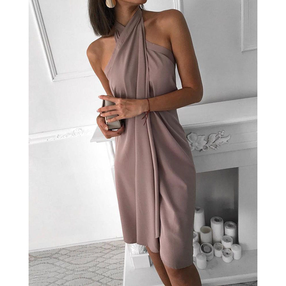 Summer Halter Neck Knitted Dress