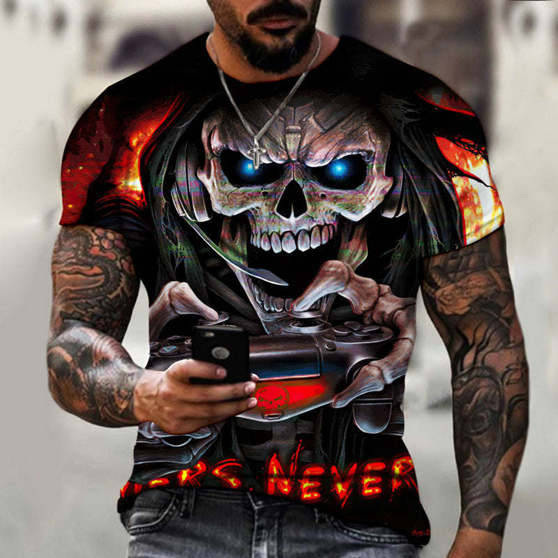 Summer Horror Skull Short Sleeve Shirt