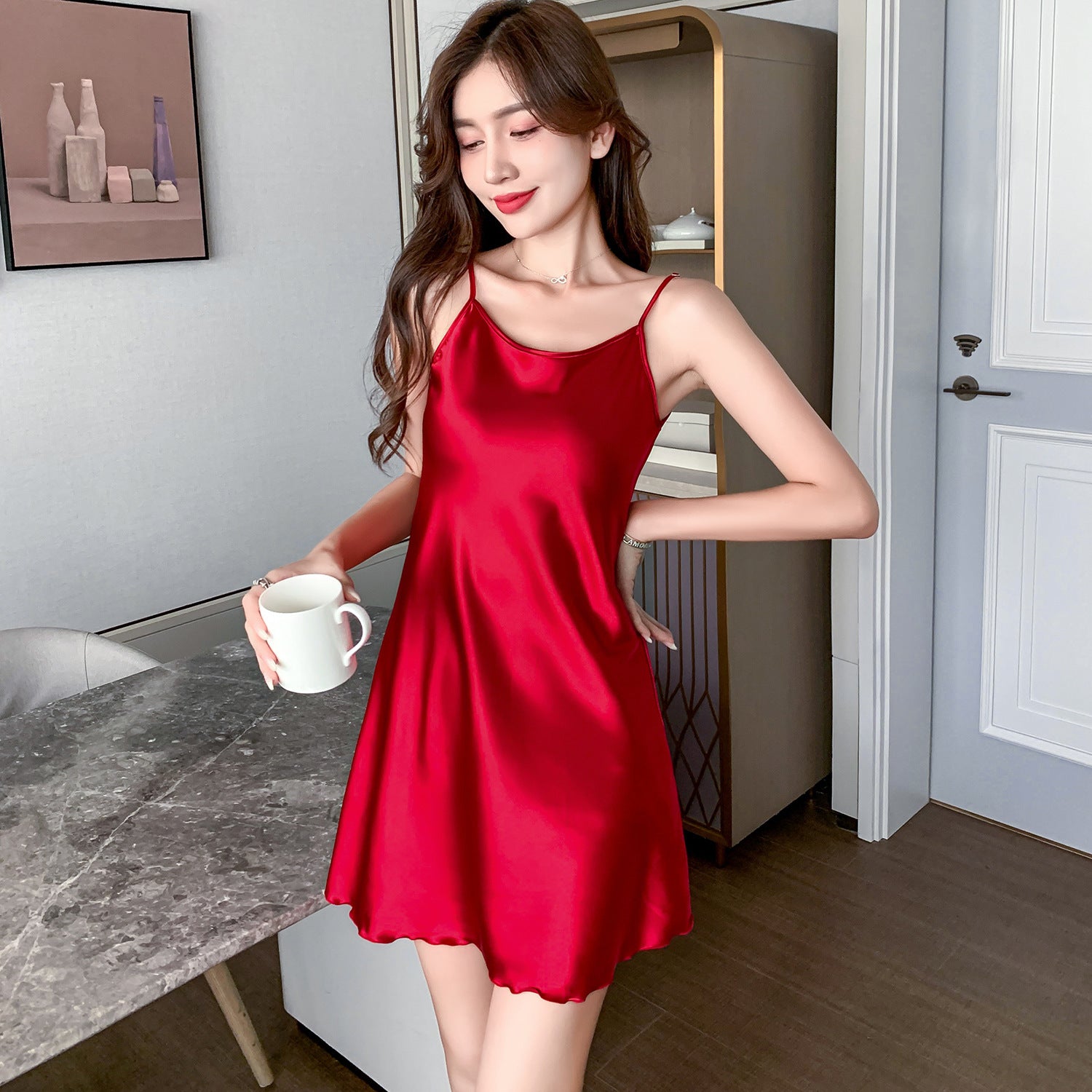 Summer ice silk halter pajamas for women