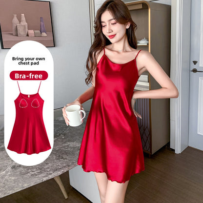 Summer ice silk halter pajamas for women