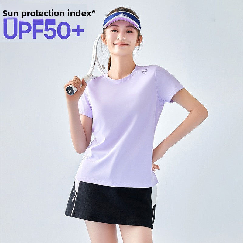 Summer Ice Silk Quick-Drying Cool Sun Protection Sports Short-Sleeved