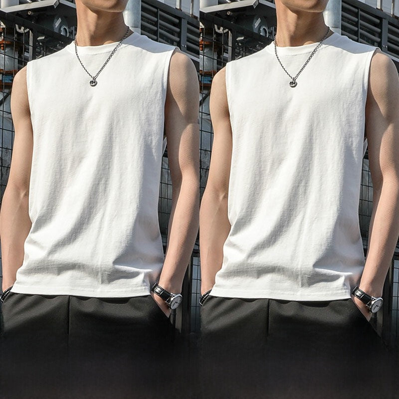 Summer Ice Silk Sleeveless Vest for Men Breathable Quick-Dry Casual Sports Wear