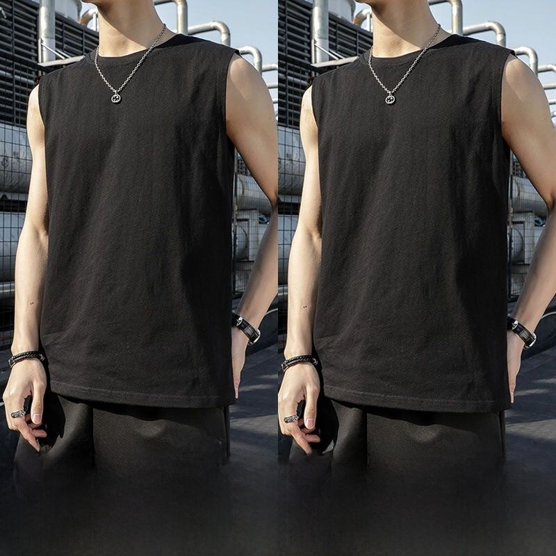 Summer Ice Silk Sleeveless Vest for Men Breathable Quick-Dry Casual Sports Wear