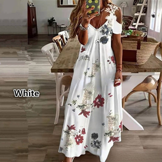 Summer lace halter V-neck dress
