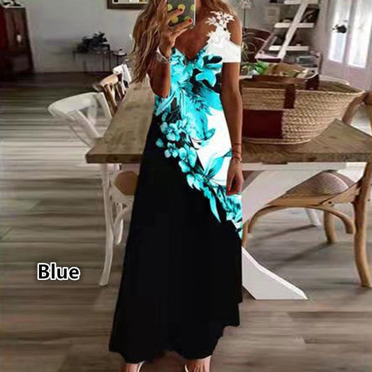 Summer lace halter V-neck dress