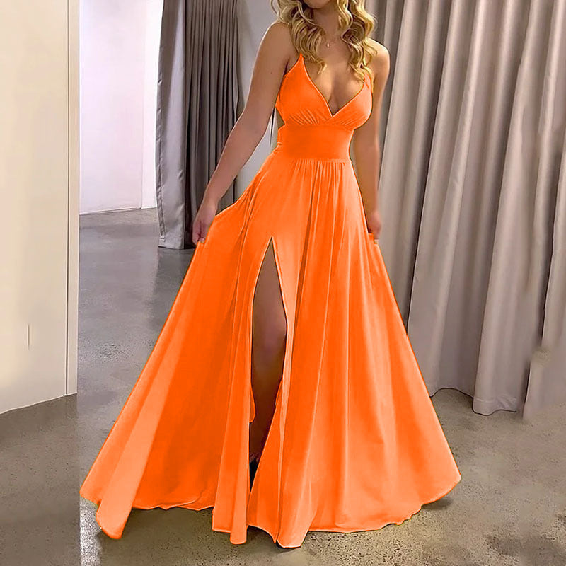Summer Lace-Up Back Slit Long Dress