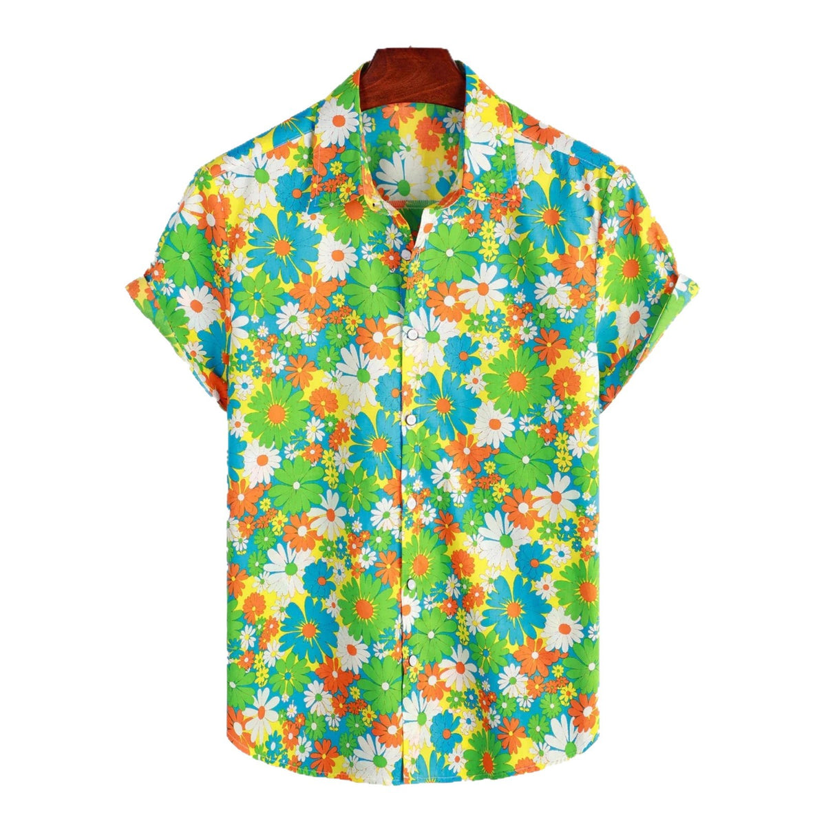 Summer Lapel Palm Print Shirt
