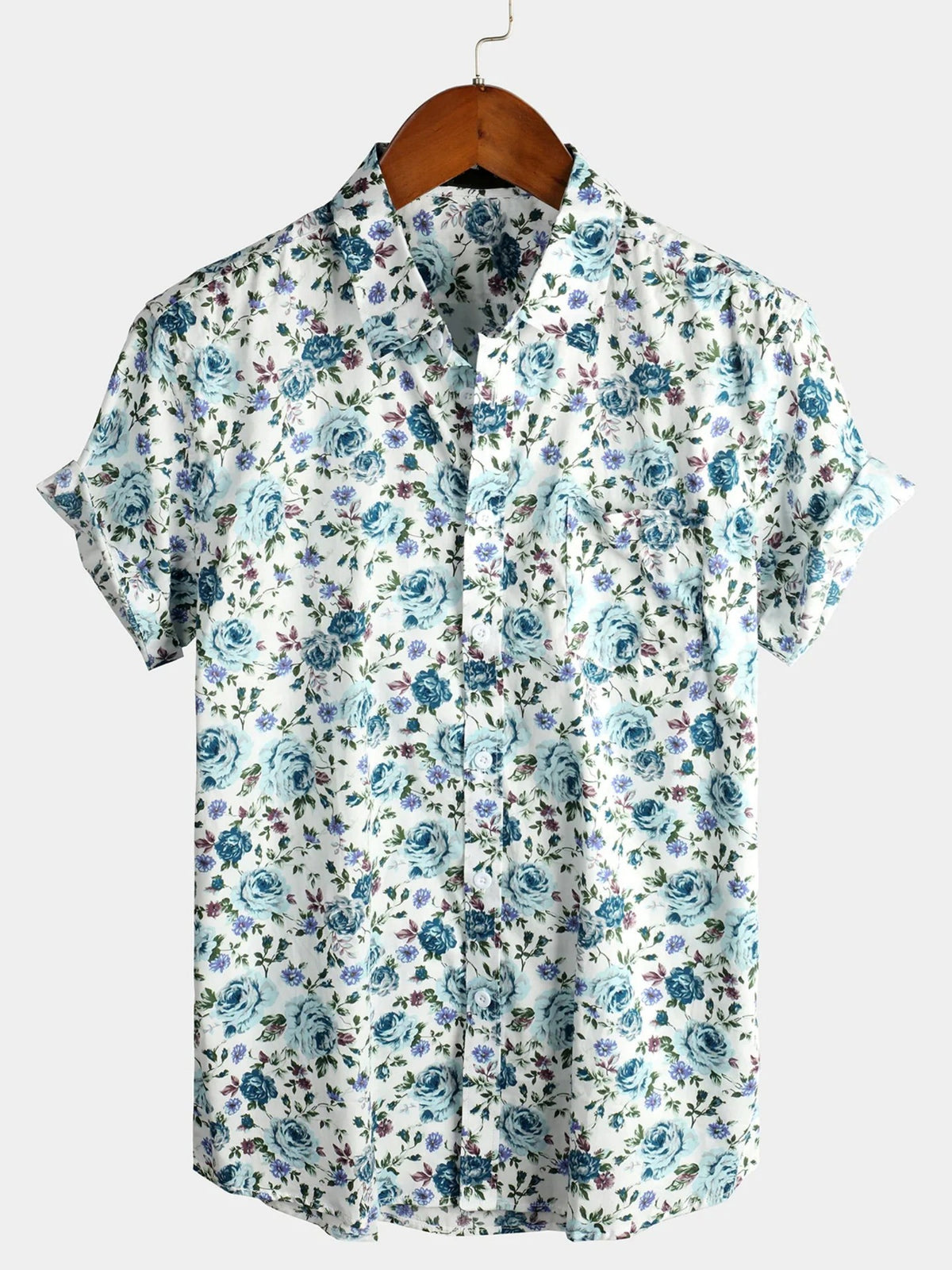 Summer Lapel Palm Print Shirt