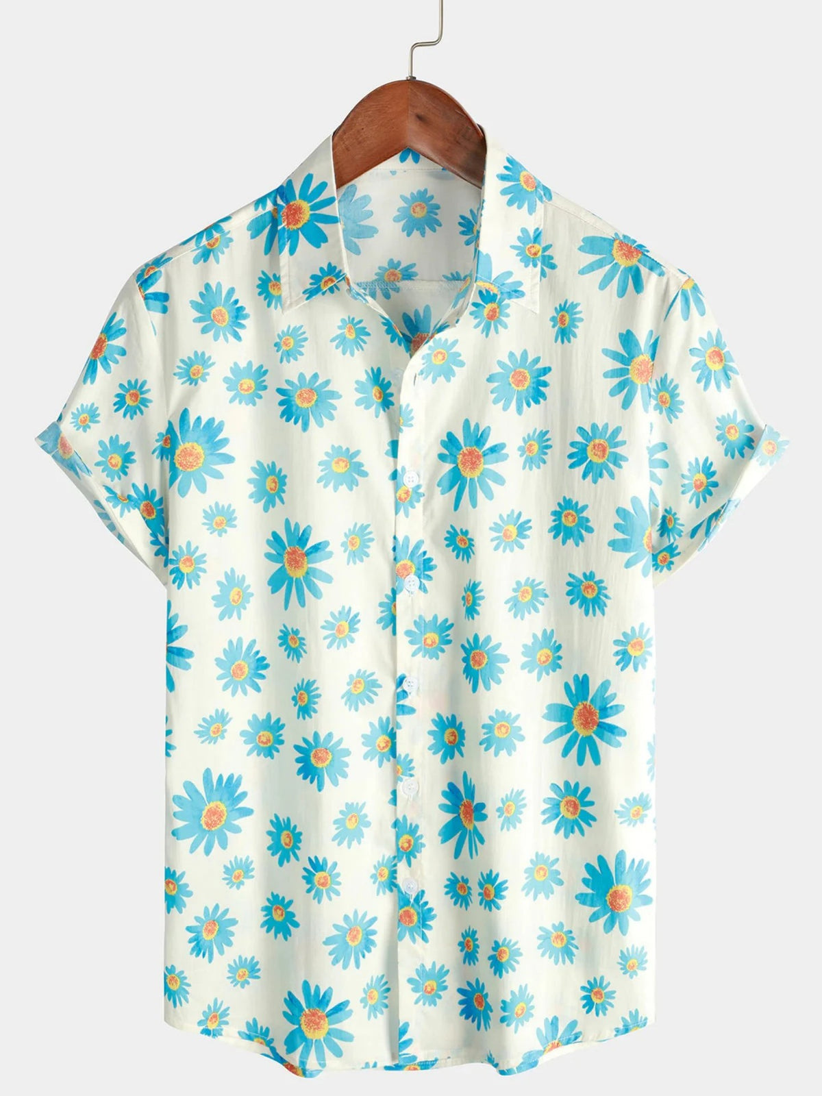 Summer Lapel Palm Print Shirt