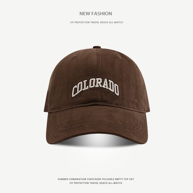 Summer Large Brim Baseball Cap with Embroidered Designs