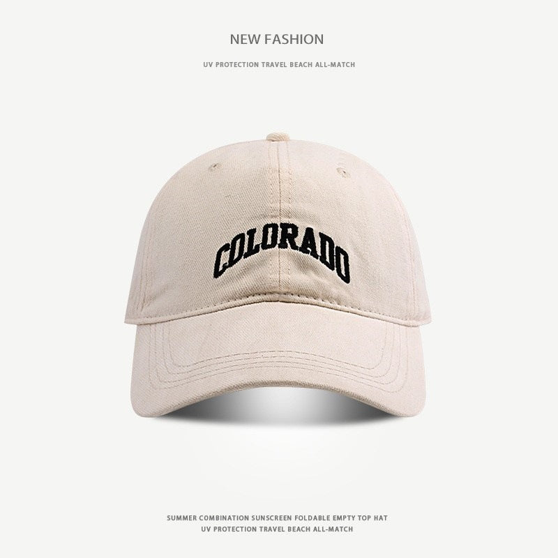 Summer Large Brim Baseball Cap with Embroidered Designs