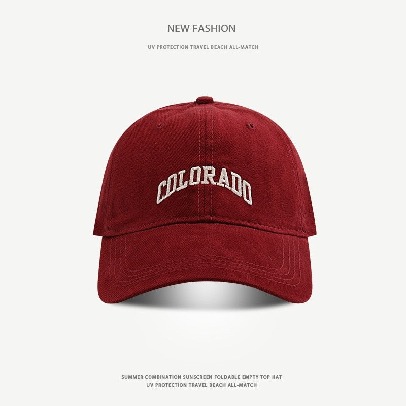 Summer Large Brim Baseball Cap with Embroidered Designs