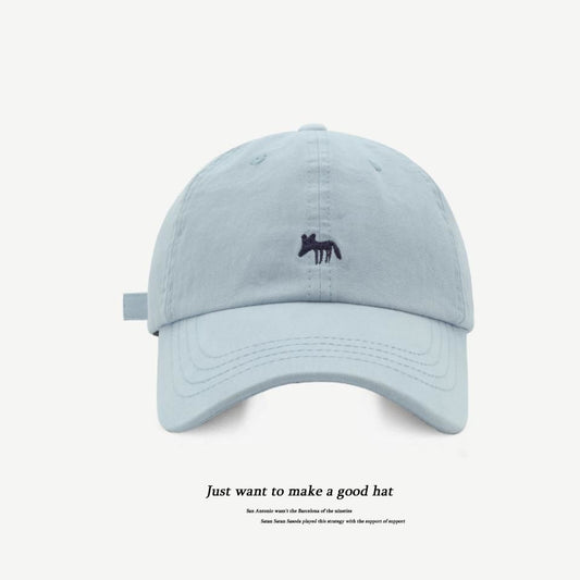 Summer Large Brim Baseball Cap with Embroidered Designs