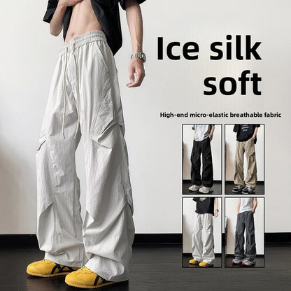 Summer lightweight casual ice silk work pants