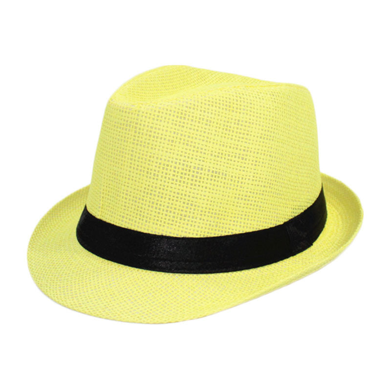 Summer Linen Straw Jazz Hat for Men and Women