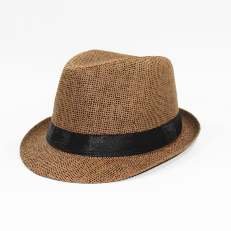 Summer Linen Straw Jazz Hat for Men and Women